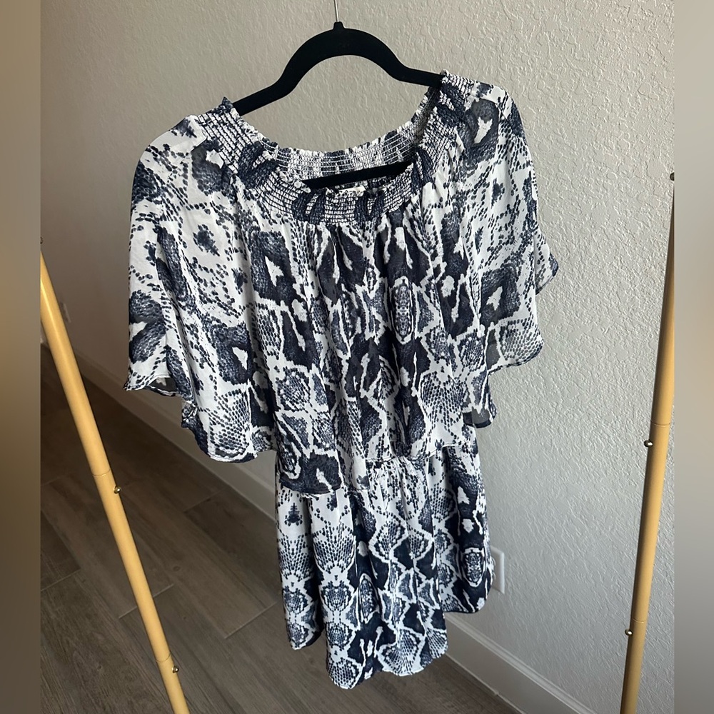 Show Me Your Mumu Blue Snakeskin Romper L